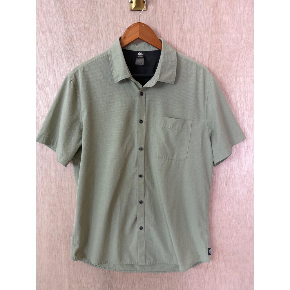 Quiksilver Waterman Collection Mens Medium Sage Green Vented Button Down Shirt